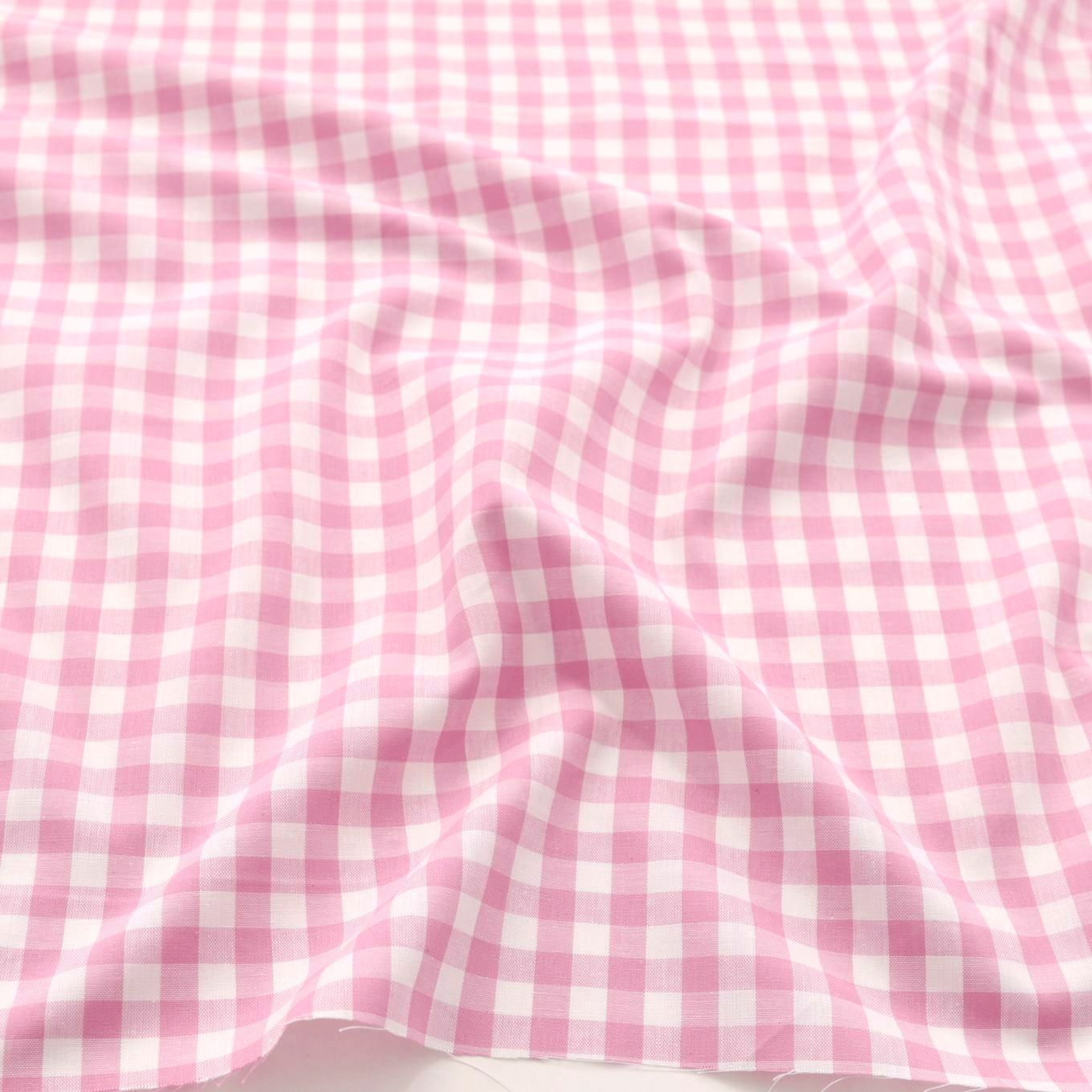Weiche Karo Baumwollstoff Meterware für Kleid Gardine Vorhang - rosa weiß