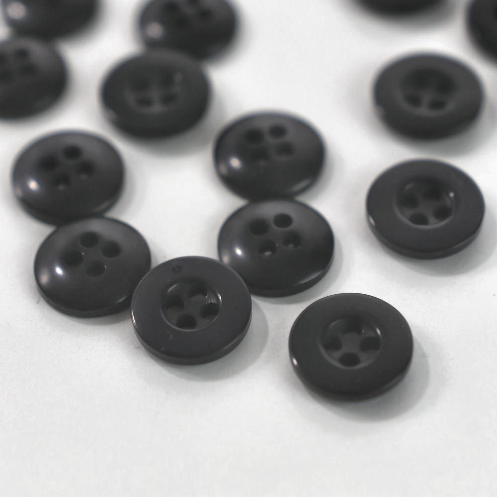 20 Stück Knöpfe für Blusen in schwarz mit Vier Löchern 10mm
