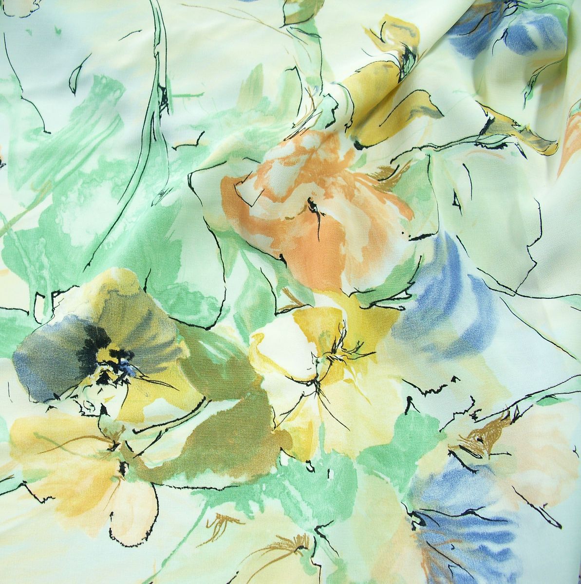 edle Chiffon Stoff Meterware mit Sommer Lilien