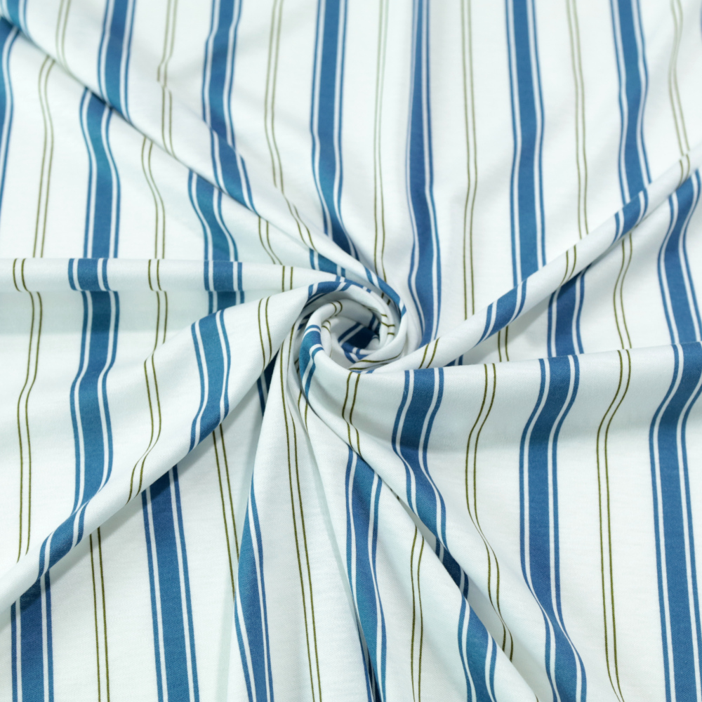 Baumwolljersey für Shirt Kleid Rock weicher elastischer Jersey Stoff - blau weiß