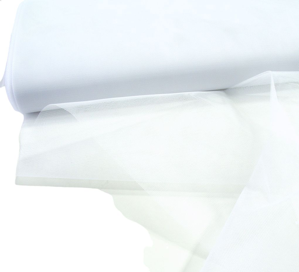 Tüllstoff Meterware 180cm breit Tüll für Kleidung Gardine Vorhang Deko - Weiß