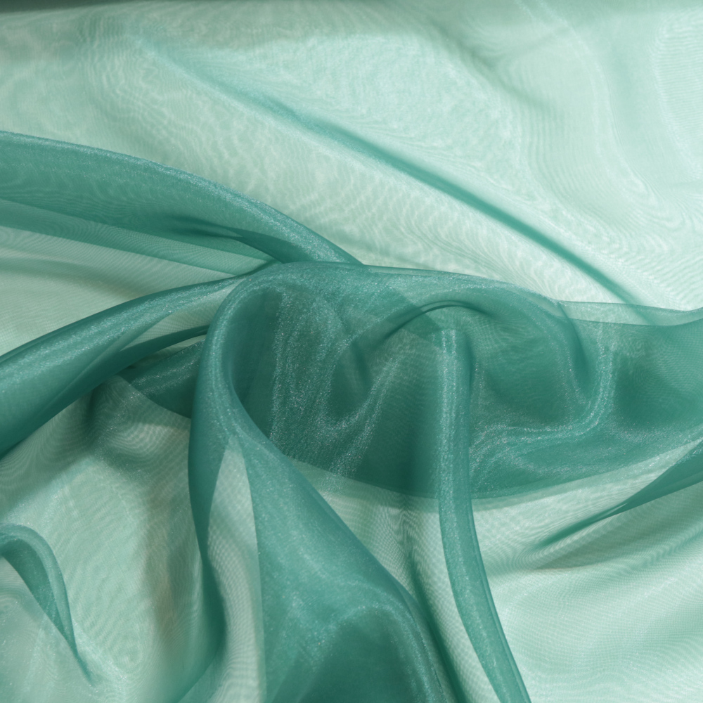 uni Organza Stoff Meterware 300cm breit für Gardine Vorhang Store - jade grün | Smaragd Grün