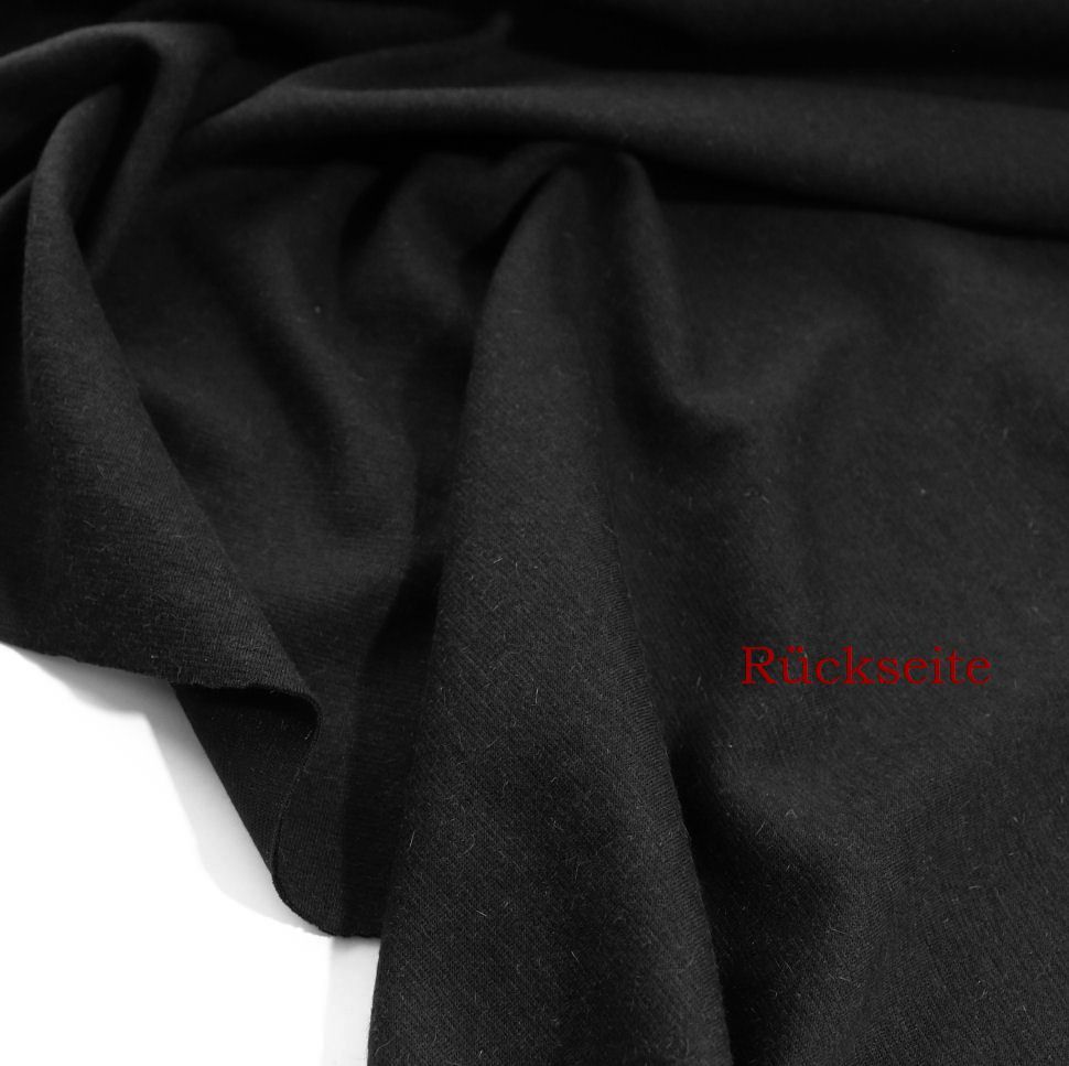warmer Herbst Jersey Stoff mit Wolle angerauht für Rock Kleid Meterware - schwarz warmer Herbst Jersey Stoff mit Wolle angerauht für Rock Kleid Meterware - schwarz