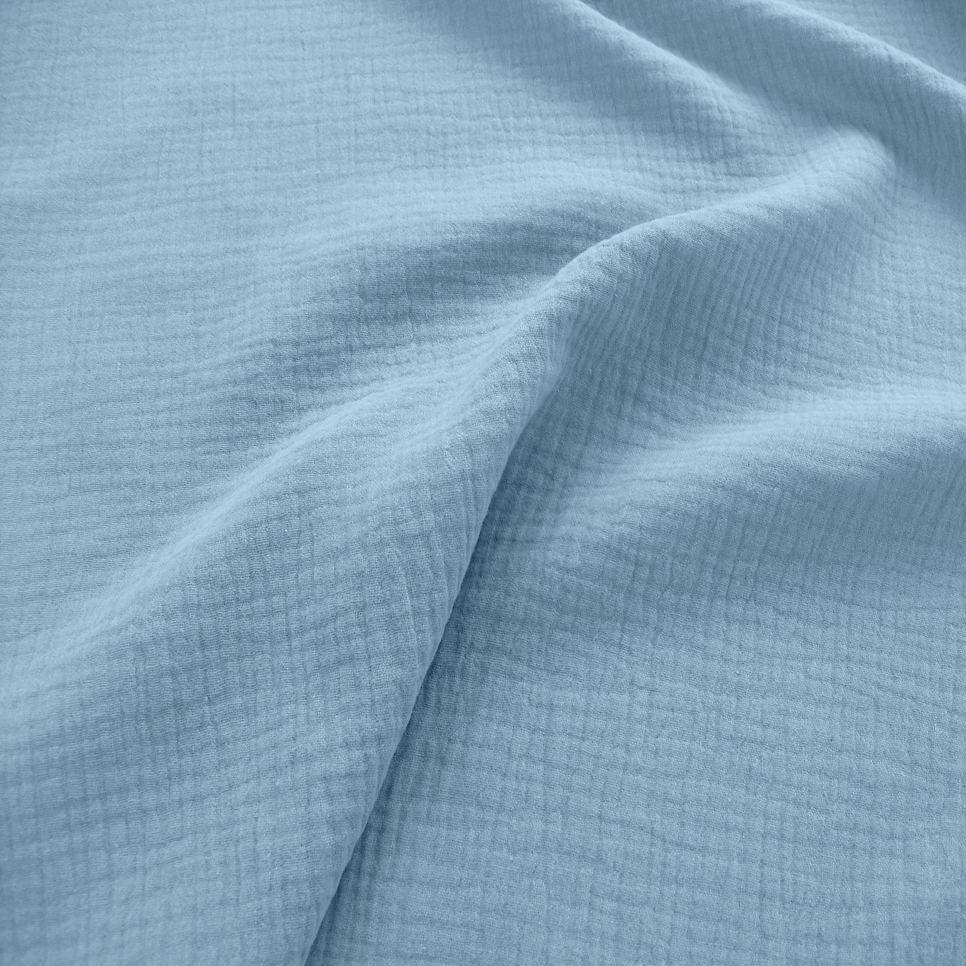 hell blauer Musselin/Gauze weicher Baumwollstoff zweilagig Kleider-Blusenstoff