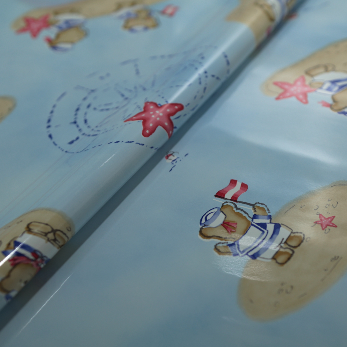 Wachstuch Meterware mit Bears Kinder Muster Dekostoff Tischdecke Kinderstoff