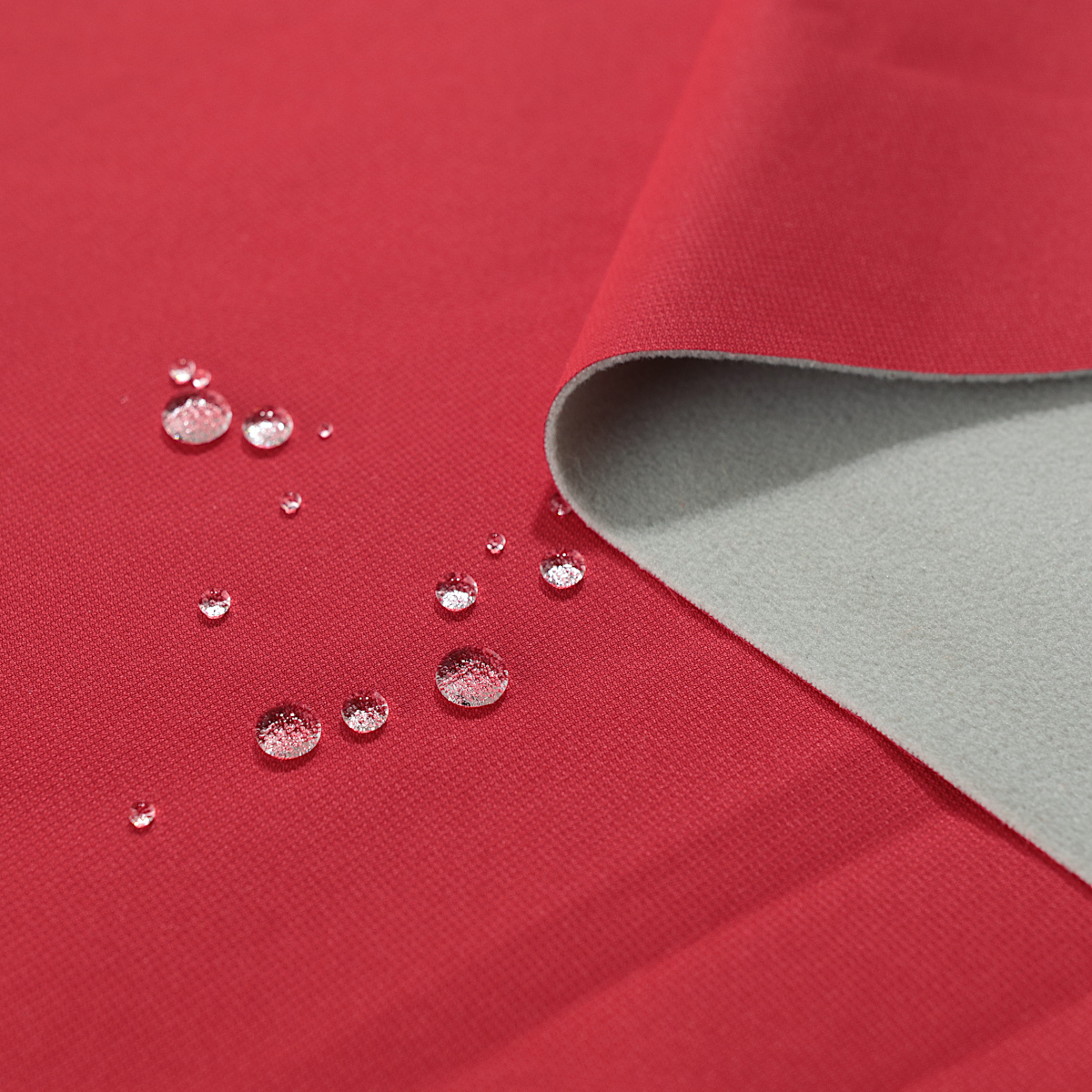 Softshell Rot mit Grauer Fleece Rückseite wasserdichter Kleidungsstoff