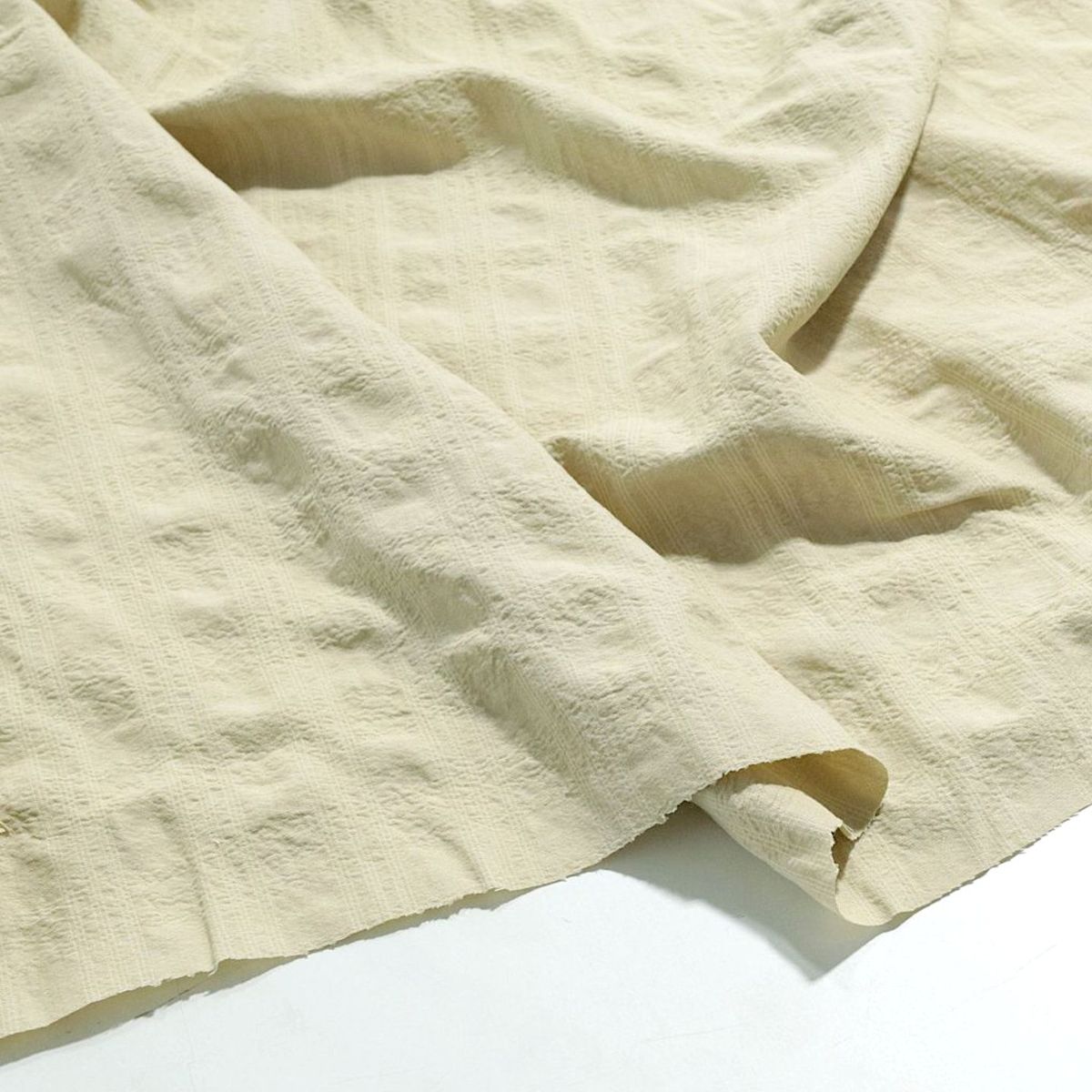 Seersucker Sommer Popeline Baumwolle mit Leinen Meterware - beige