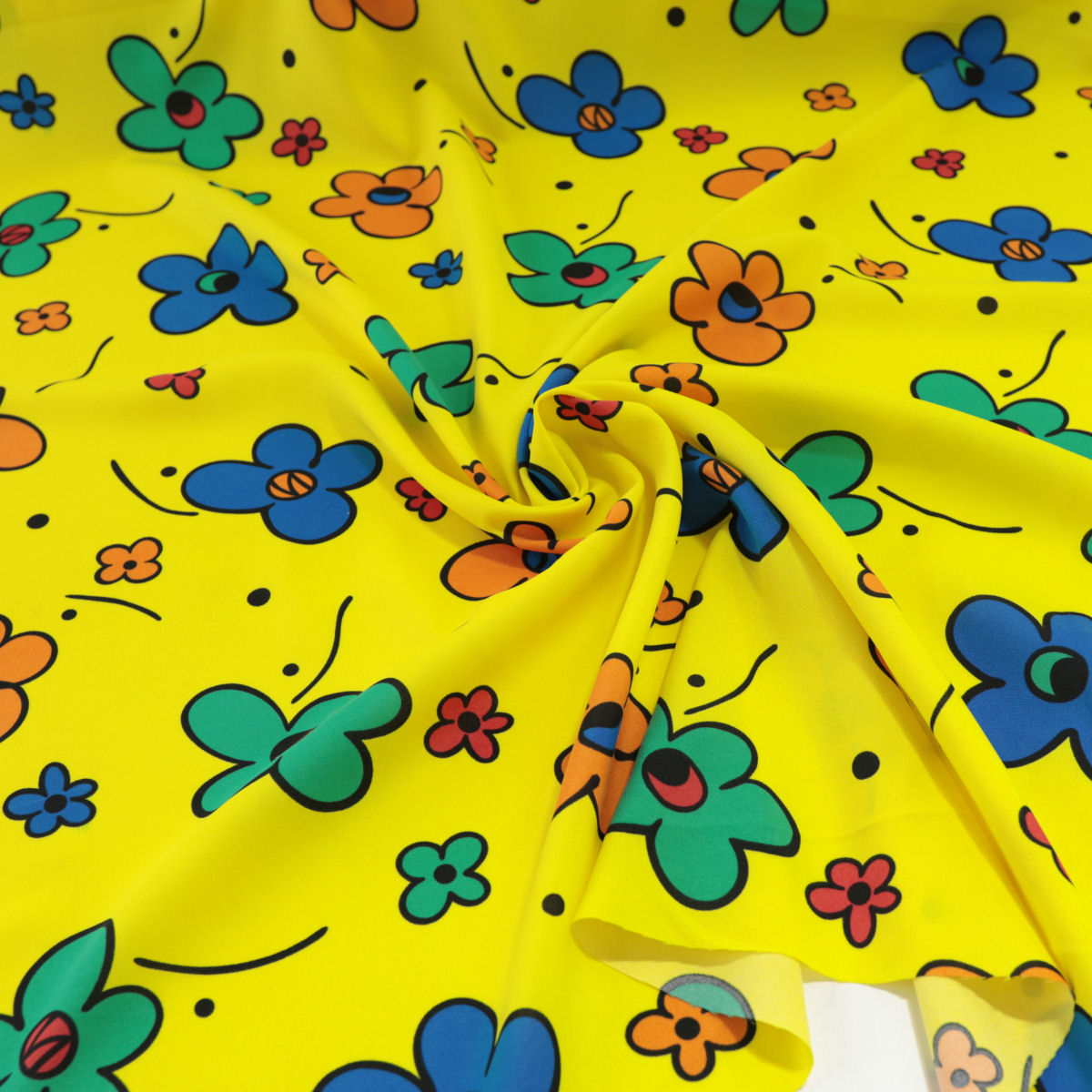Karneval Fasching Dekostoff Bekleidungsstoff als Meterware Knitterarm Gelb Blume