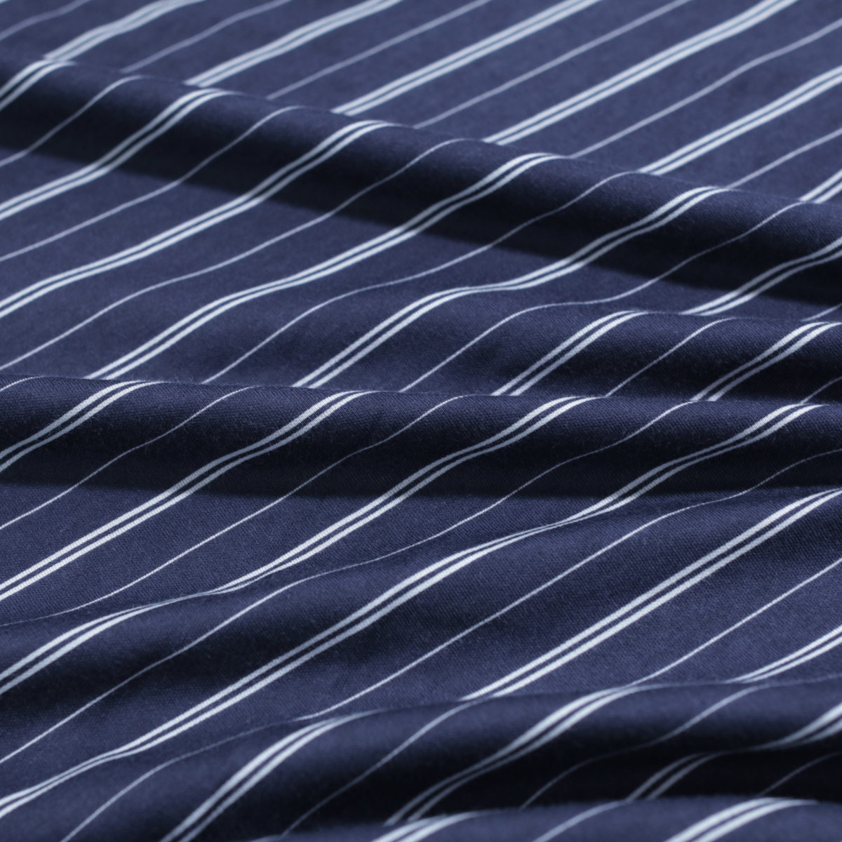 Leichter Baumwoll Jersey mit Streifen Muster mit Elasthan Blau