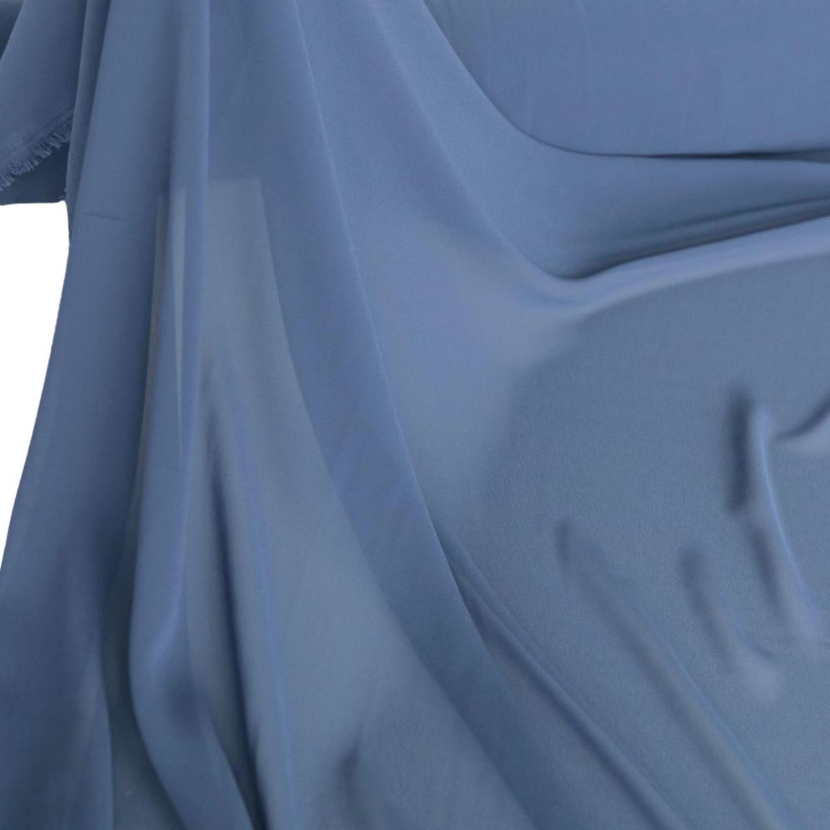 feiner Chiffon weich fallend Stoff für Kleidung Gardine Deko Meterware - Tauben Blau