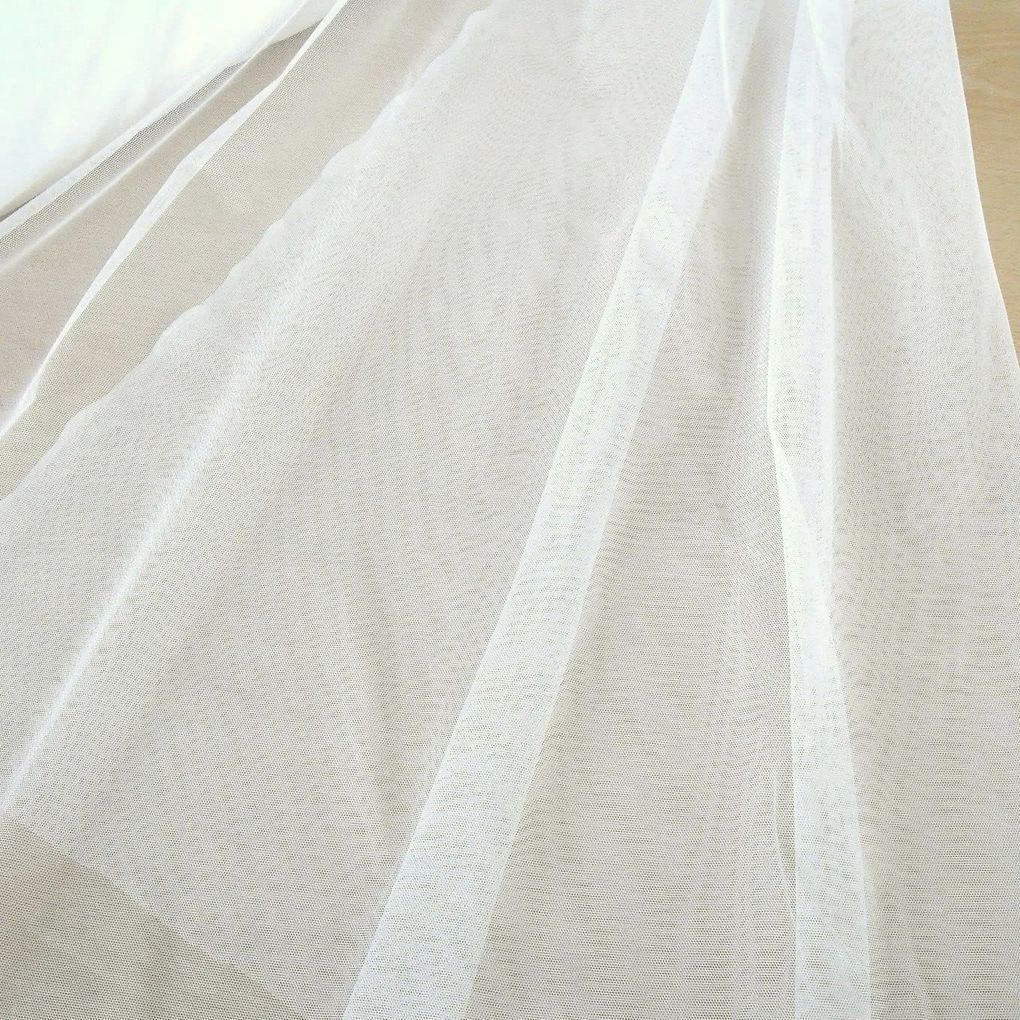uni Tüllstoff Meterware 300cm breit für Gardine Vorhang Store Hochzeit - creme weiß