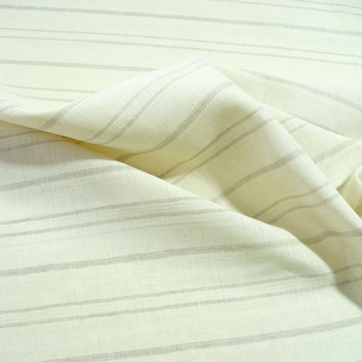 weiches Leinen für Kleid Rock Hose Jacke vorgewaschener Leinenstoff Meterware - creme gestreift
