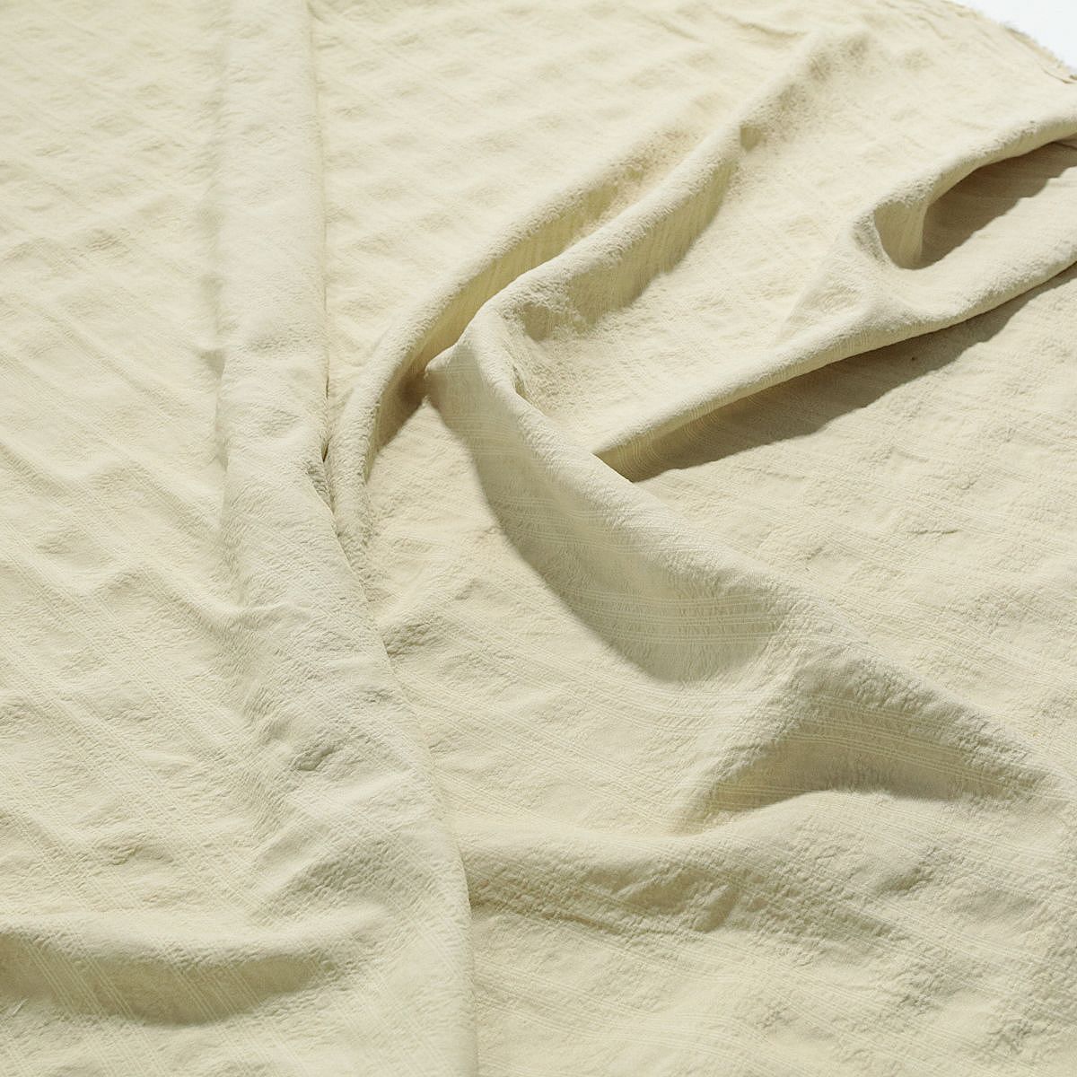 Seersucker Sommer Popeline Baumwolle mit Leinen Meterware - beige
