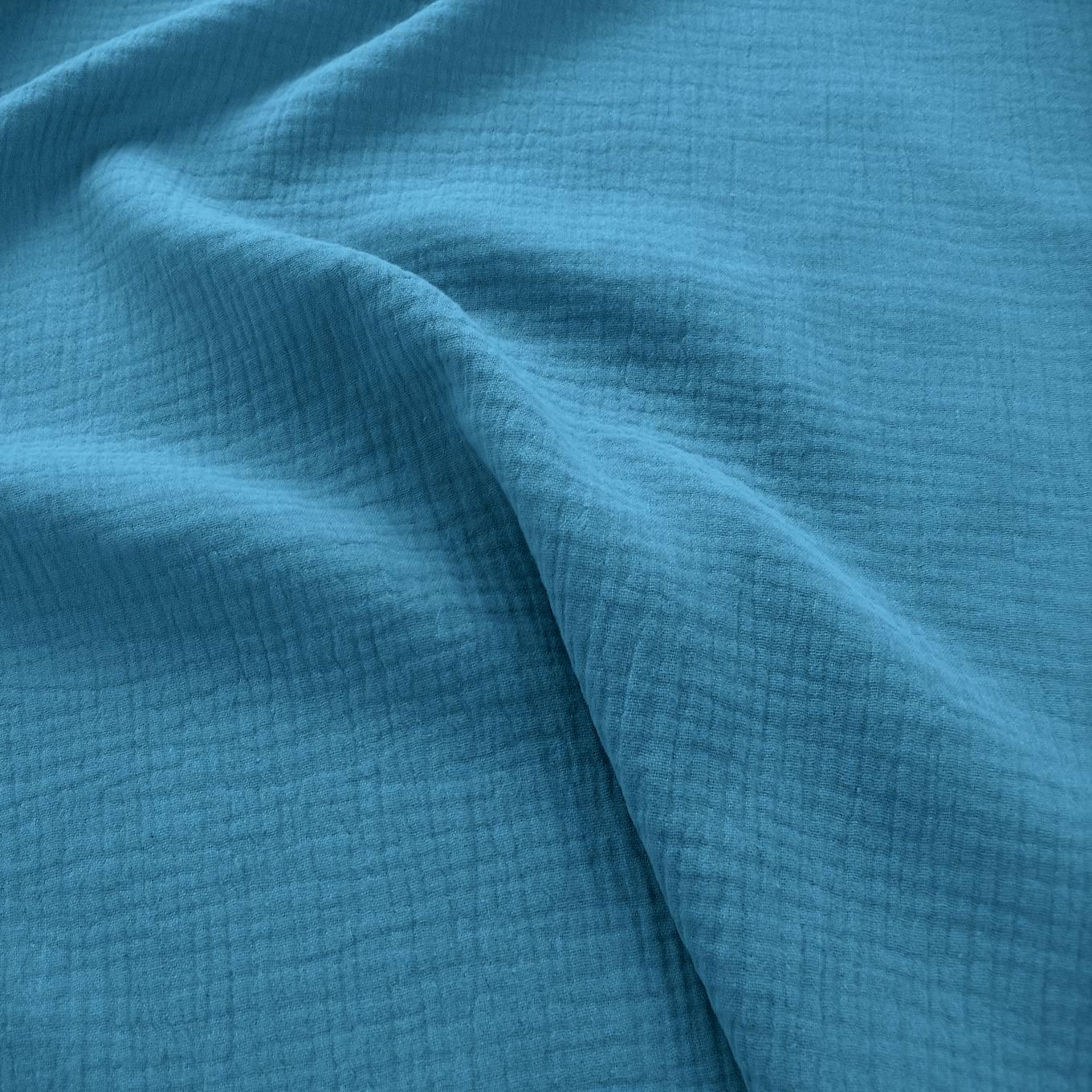 blauer Musselin/Gauze weicher Baumwollstoff zweilagig Kleider-Blusenstoff