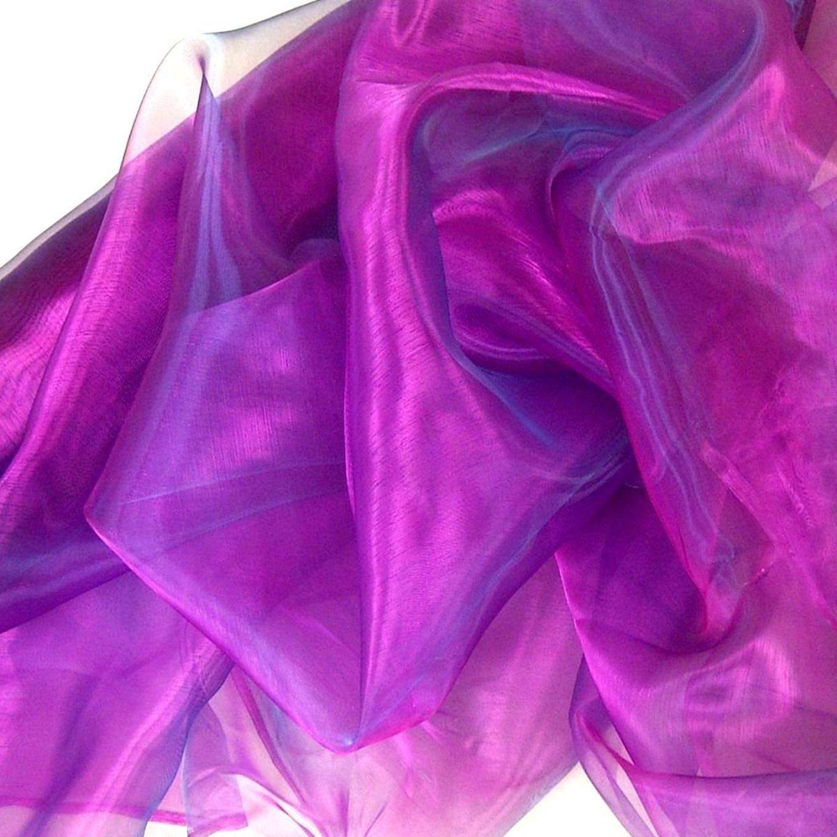Organza Stoffe zum Nähen Meterware hauchzart fein durchsichtig - purpur violett