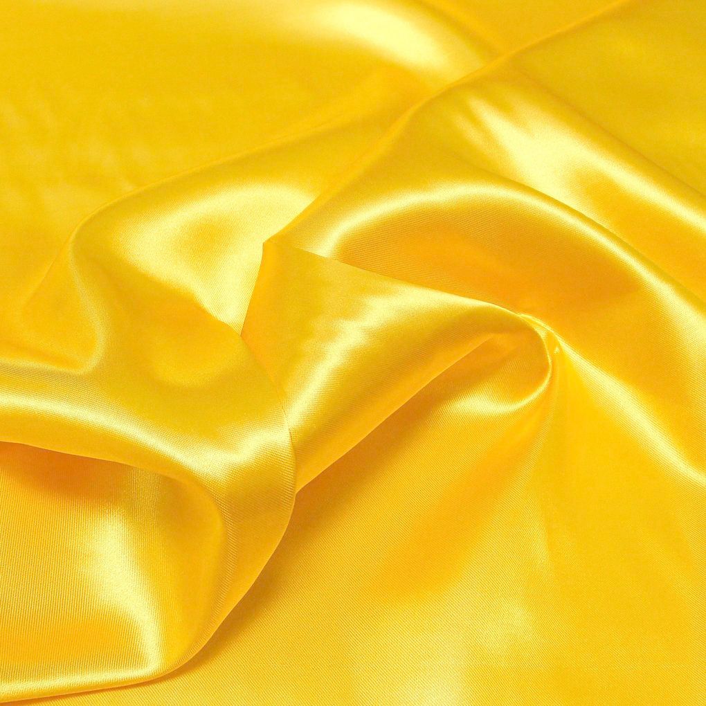 Glanz Satin Stoff Meterware als Gardinenstoff Kleiderstoff -  Gelb