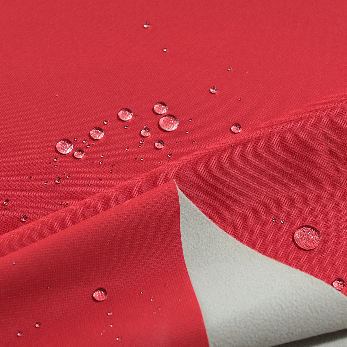 Softshell Rot mit Grauer Fleece Rückseite wasserdichter Kleidungsstoff