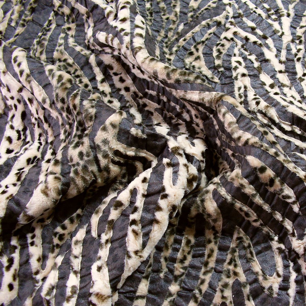 Flockprint Samt auf Kunstleder weicher Baumwollstoff Kunstfell für Decke Jacke Meterware