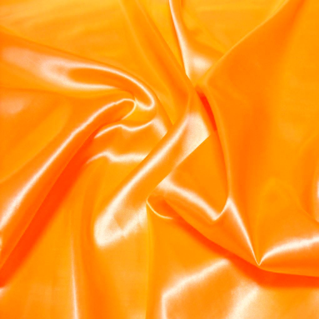 Neon Orange  Glanz Satin Stoff Hochzeits Deko Mode Gardine Blickdicht Meterware