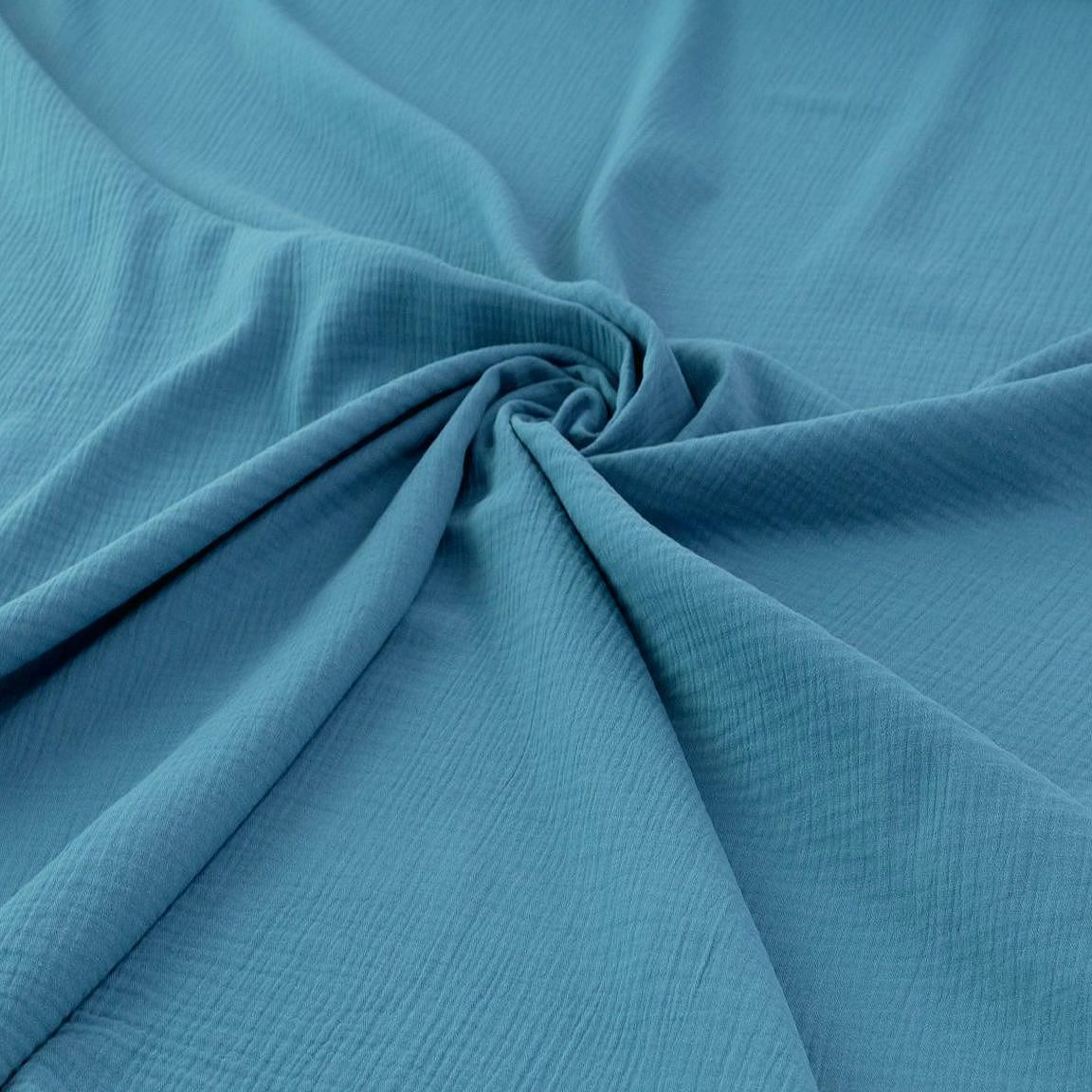 blauer Musselin/Gauze weicher Baumwollstoff zweilagig Kleider-Blusenstoff