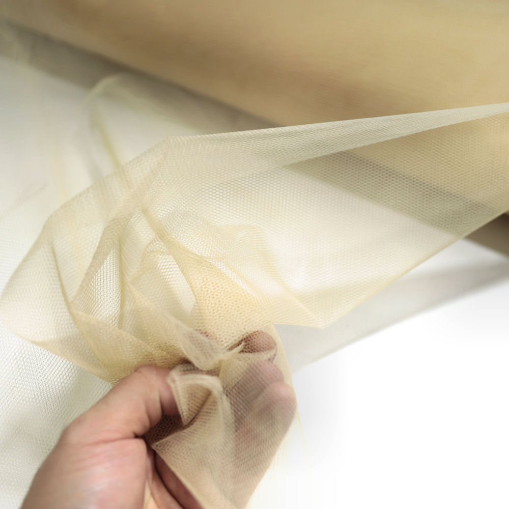 Tüllstoff Meterware 140cm breit für Gardine Vorhang Store Hochzeit Beige Tüllstoff Meterware 140cm breit für Gardine Vorhang Store Hochzeit Beige