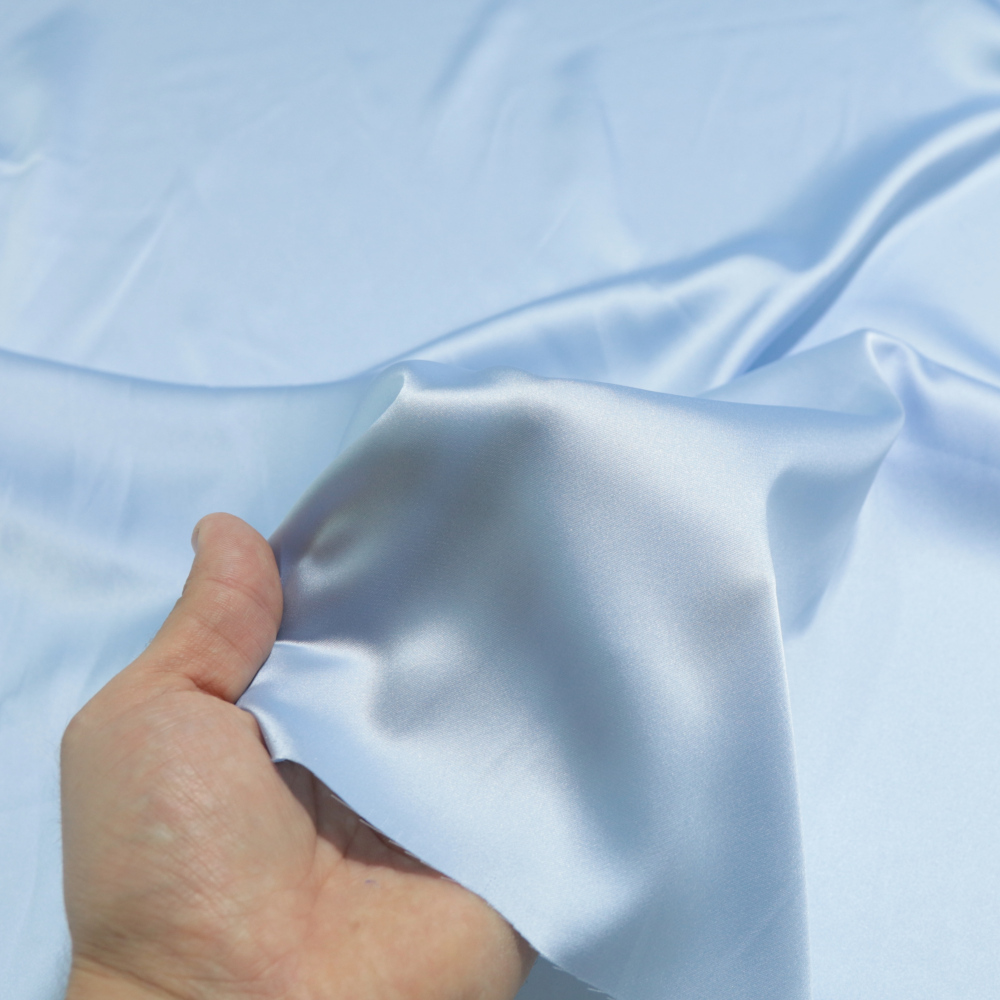 zarter Glanz Futter Satin Stoff Meterware als Gardinenstoff Kleiderstoff - Hell Blau