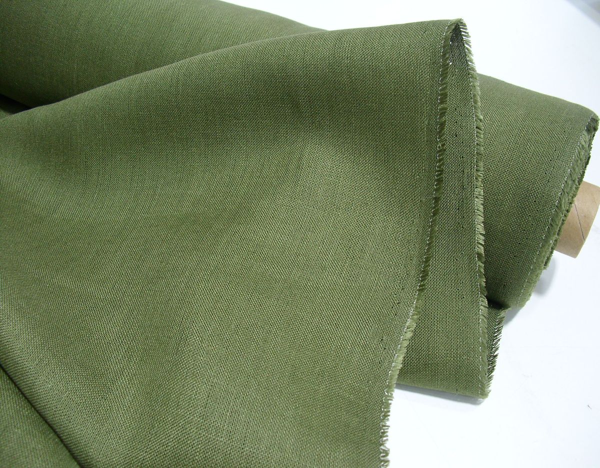 weiches Leinen vorgewaschener Leinenstoff für Kleid Rock Hose Jacke Meterware - oliv | Oliv